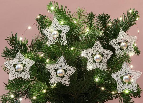 595 Klöppelbrief Baumbehang "Sternenzauber"